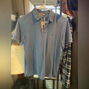 Burberry Button Down shirt with print on the collar size small light blue